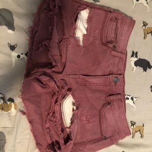 distressed burgundy shorts